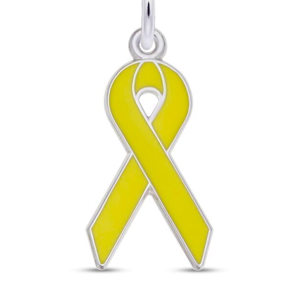 Silver Yellow Awareness Ribbon Charm